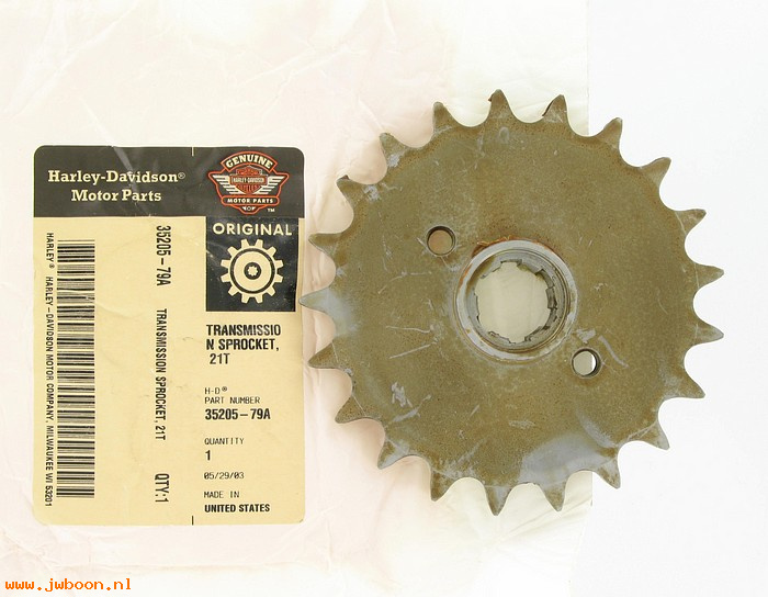   35205-79A (35205-79A): 21 T transmission sprocket - NOS - Ironhead XL late'79-early'84