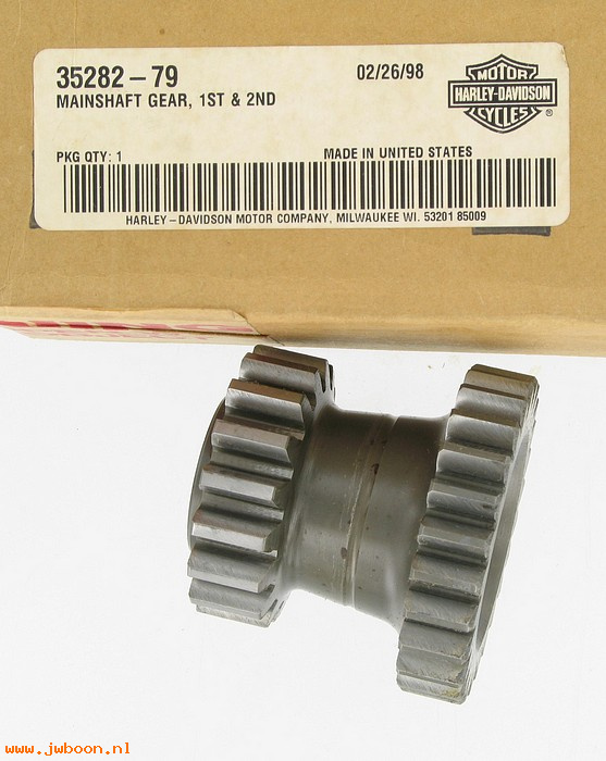   35282-79 (35282-79): Gear, mainshaft low & second 17T & 25T,NOS-FLHS.FX 80-86