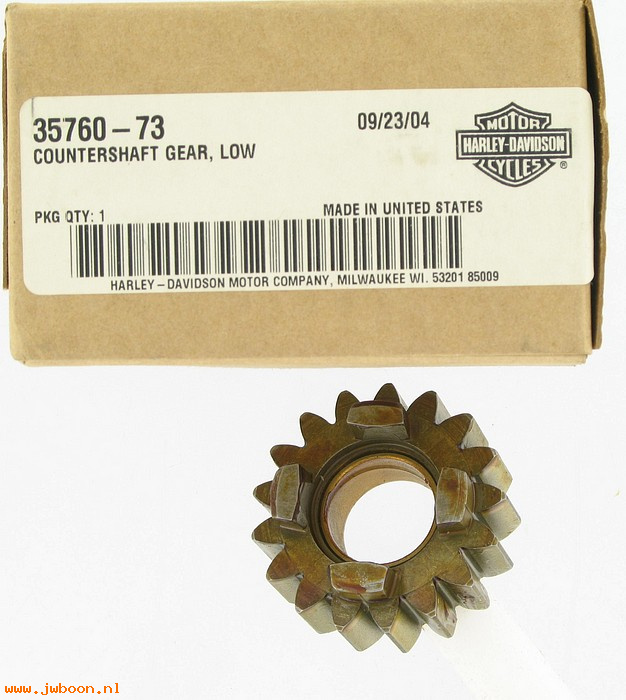   35760-73 (35760-73): Countershaft low gear, 17T - NOS - Sportster XL '73-e'84. XLCR