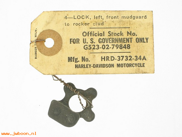    3732-34A (59142-34): Lock, mudguard brace clip - NOS - Springer forks '34-'57