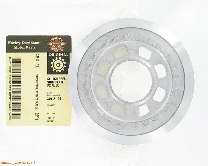   37912-90 (37912-90): Clutch pressure plate - NOS - Tour Glide FLT, FXR, Softail