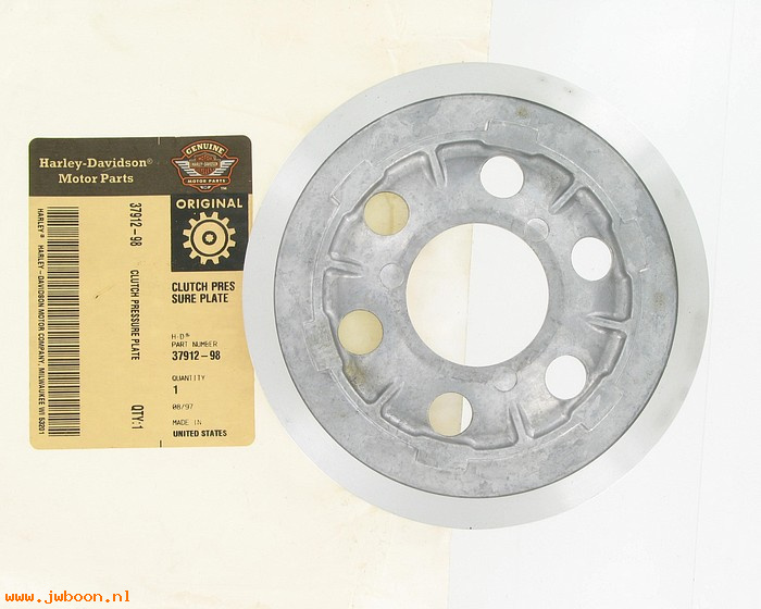   37912-98 (37912-98): Clutch pressure plate - NOS - FLT, FXR, Softail '98-'01