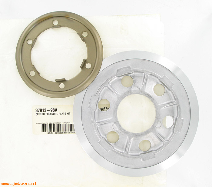   37912-98A (37912-98A): Clutch pressure plate kit - NOS - FLT, FXR, Softail '98-
