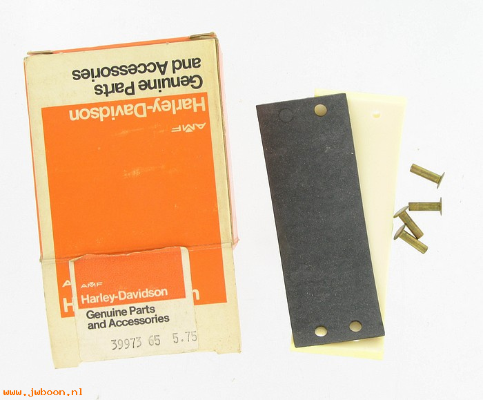   39973-65 (39973-65): Lining pad & rivets, chain tensioner - NOS - FL, FX 65-76, Shovel