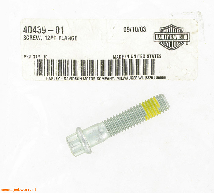   40439-01 (40439-01): Screw, 7/16"-14 x 2" 12-point flange hd, w.lock patch,NOS - V-rod