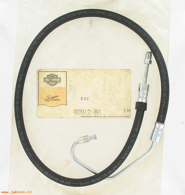   40912-84 (40912-84): Rear brake hose - NOS - Electra Glide FLH late84