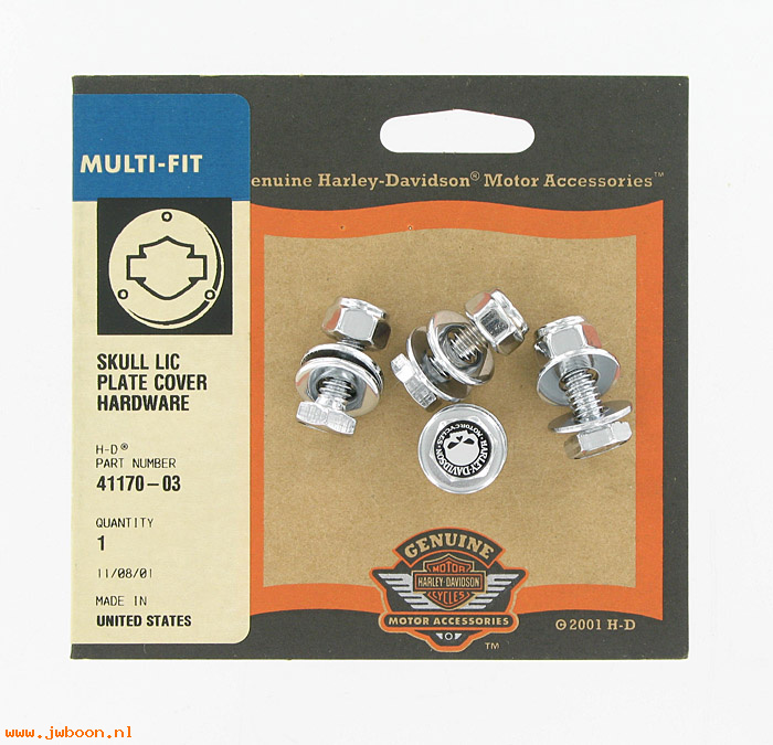   41170-03 (41170-03): License plate mounting hardware kit - Skull - NOS