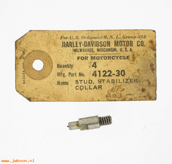   4122-30 (44350-30): Stud, stabilizer collar - NOS - 750cc 30-52. XA 1942.Singles C