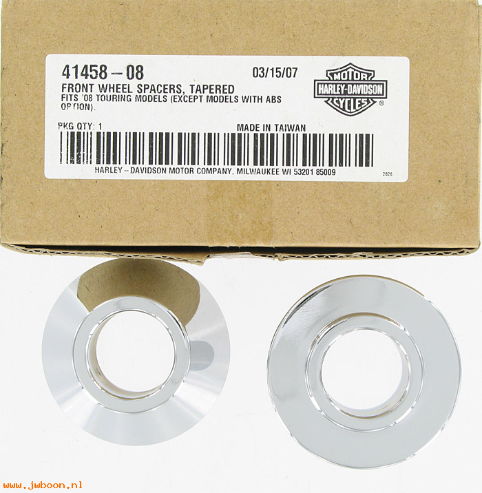   41458-08 (41458-08): Front wheel spacer kit - tapered - NOS - Touring '08-