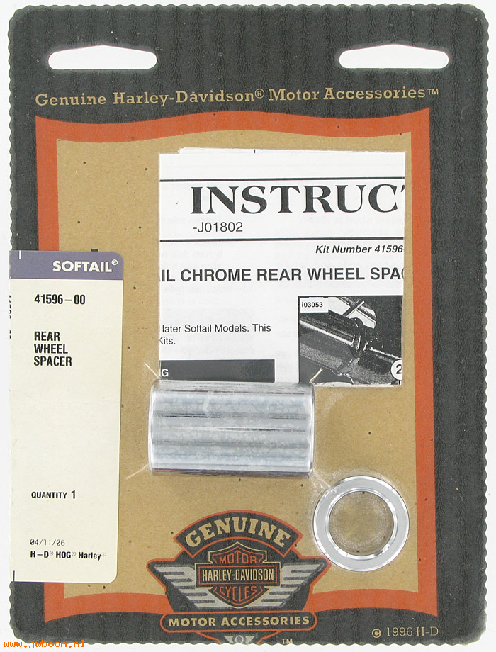   41596-00 (41596-00): Rear wheel spacer kit - straight - NOS - Softail '00-'07