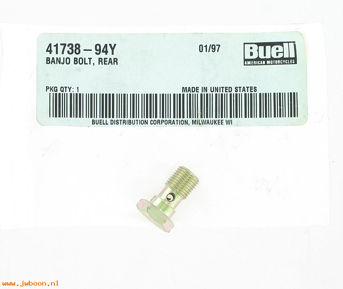   41738-94Y (41738-94Y  41759-96Y): Banjo bolt - rear - NOS - Buell '95-'97, Thunderbolt, Lightning