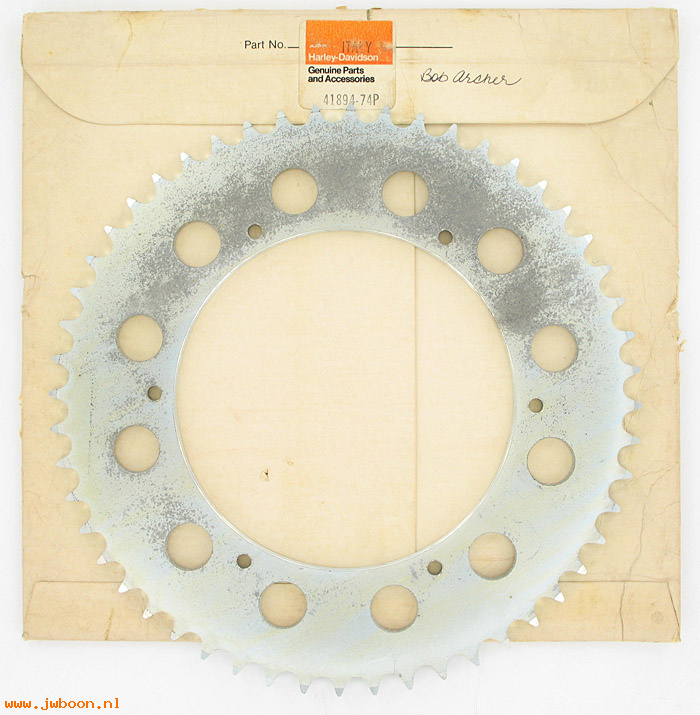   41894-74P (41894-74P / 22221): Sprocket - 52 T - NOS - SX 175 early'74, aluminum hub type. AMF