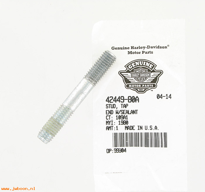   42449-80A (42449-80A): Stud,left footrest;Cover&exhaust pipe, NOS, XL 80-03. Buell 95-02
