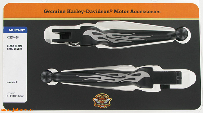   42535-08 (42535-08): Hand control lever kit - flame - NOS - FXD, Dyna, Softail '08-