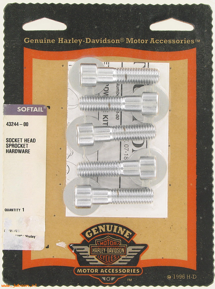   43244-00 (43244-00): Socket head cap screw kit for rear belt sprocket - NOS - Softail