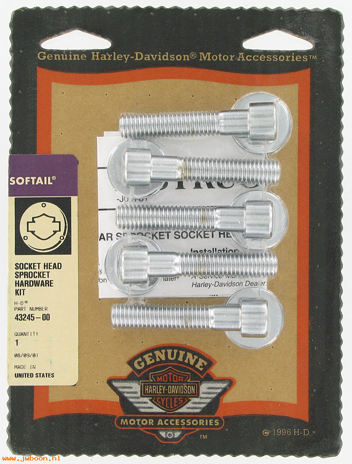   43245-00 (43245-00): Socket head cap screw, for rear belt sprocket - NOS - Softail
