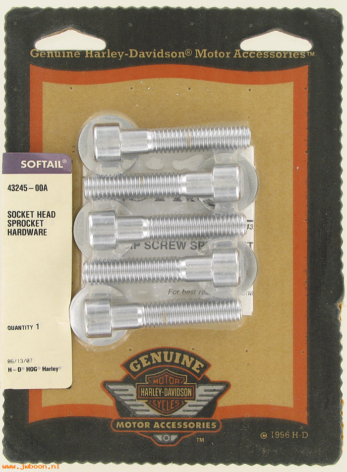   43245-00A (43245-00A): Socket head cap screw kit for rear belt sprocket - NOS - Softail