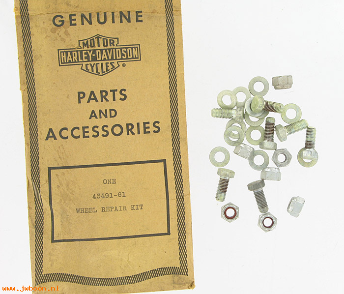   43491-61 (43491-61): Wheel repair kit - 7 bolts, nuts, washers - NOS - Topper 60-61