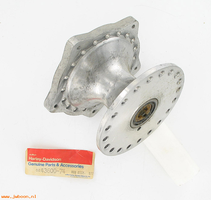   43600-74 (43600-74): Hub, front wheel, with bearings & seals - NOS - FX, XL 74-77. AMF