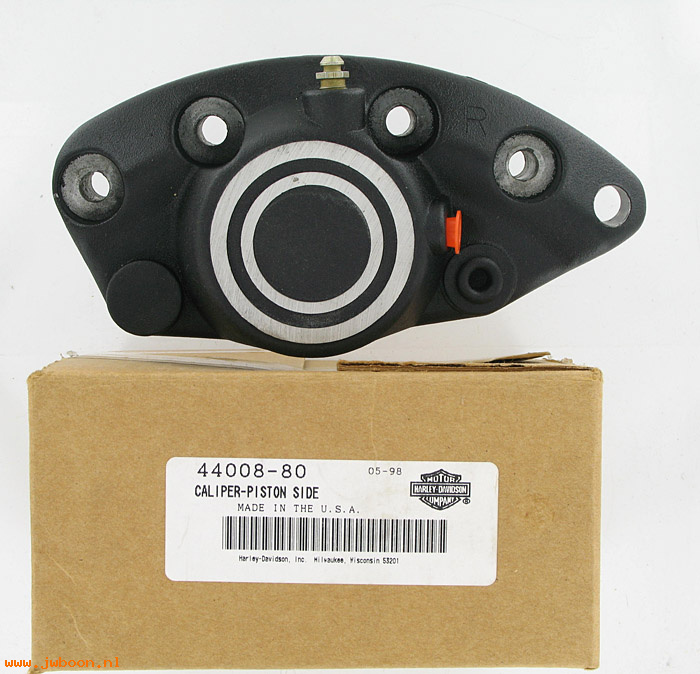   44008-80 (44008-80): Caliper & piston assy. outer, rear brake - NOS - FL,FX 73-80. AMF