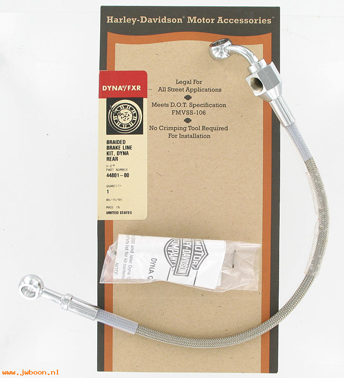   44801-00 (44801-00): Stainless steel braided rear brake line - NOS - FXD, Dyna