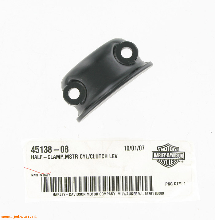   45138-08 (45138-08): Half-clamp, master cyl./clutch lever - NOS - Touring, V-rod 08-