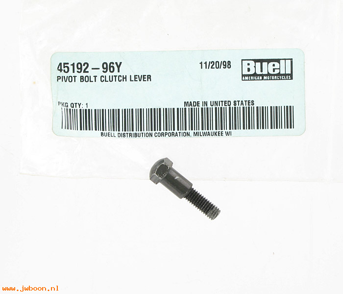   45192-96Y (45192-96Y): Pivot bolt - clutch lever - NOS - Buell '96-'02,Cyclone,Lightning