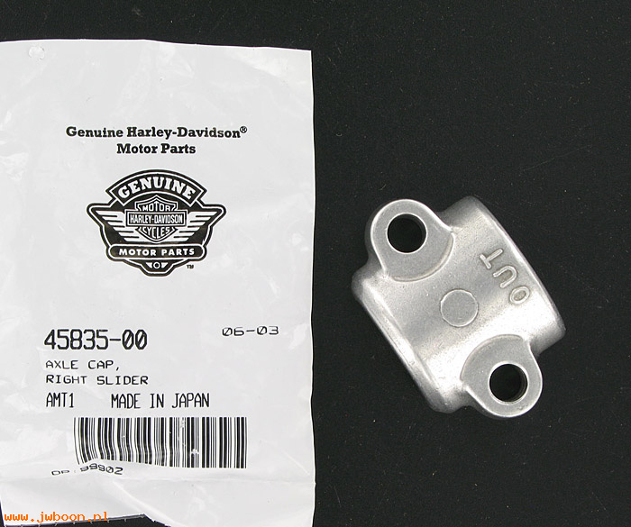   45835-00 (45835-00): Axle cap - right slider - NOS - Touring, Softail '00-