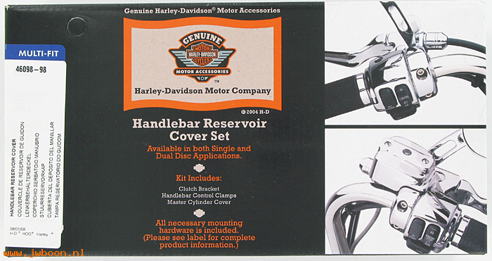   46098-98 (46098-98): Handlebar reservoir cover set - single disc front brakes - NOS