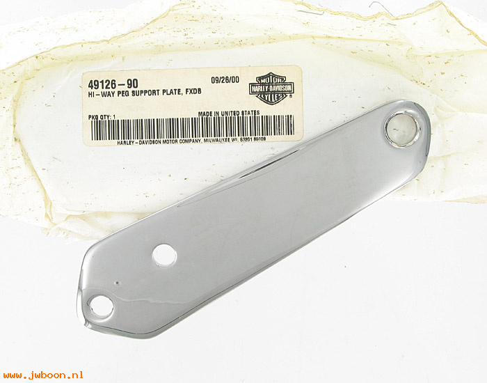   49126-90 (49126-90): Hi-way peg support / mounting plate - NOS - FXD. Dyna '91-'00