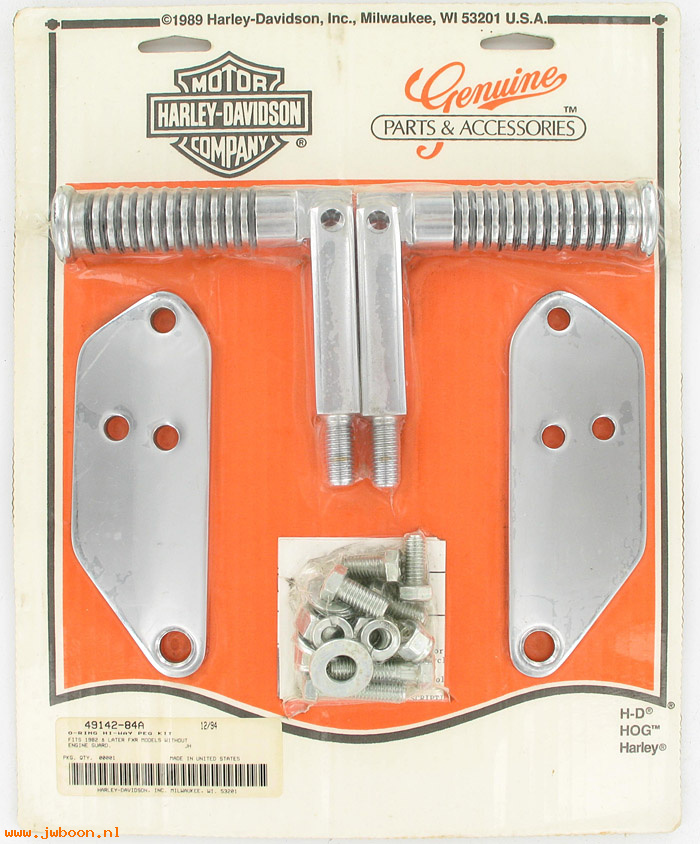   49142-84A (49142-84A / 49116-82): Hi-way peg kit, O-ring style,etched Bar & Shield logo, NOS - FXRT