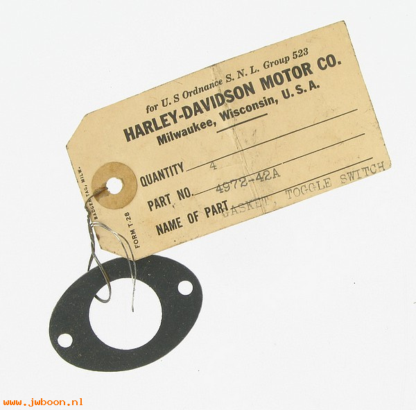    4972-42A ( 4972-42A): Gasket, toggle switch - NOS - WLA '42-'52 military. G523-01-94039