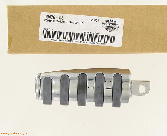   50476-03 (50476-03): Footpeg, 5-slot, left - NOS - male-mount style footpeg supports