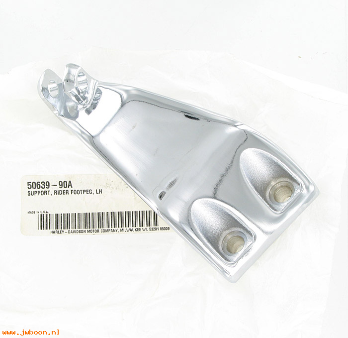   50639-90A (50639-90A): Footpeg support - left (rider) - NOS - FXD. Dyna '91-'05
