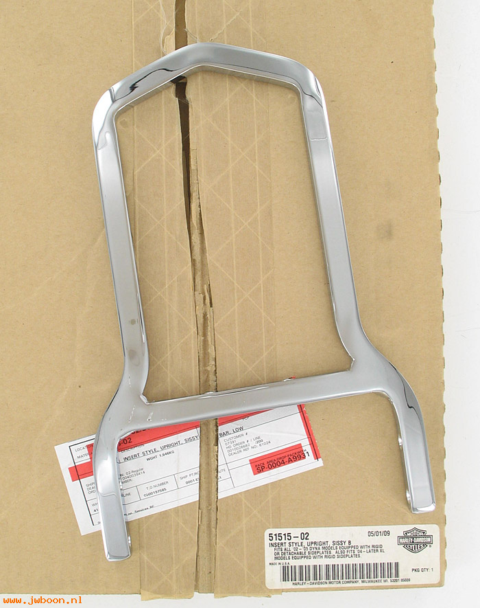   51515-02 (51515-02): Sissy bar upright - low, insert style - NOS - Sportster XL '04-