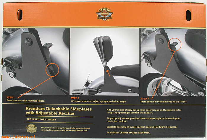   52300096 (52300096): Detachable sideplates - adjustable recline - Sportster XL '04-