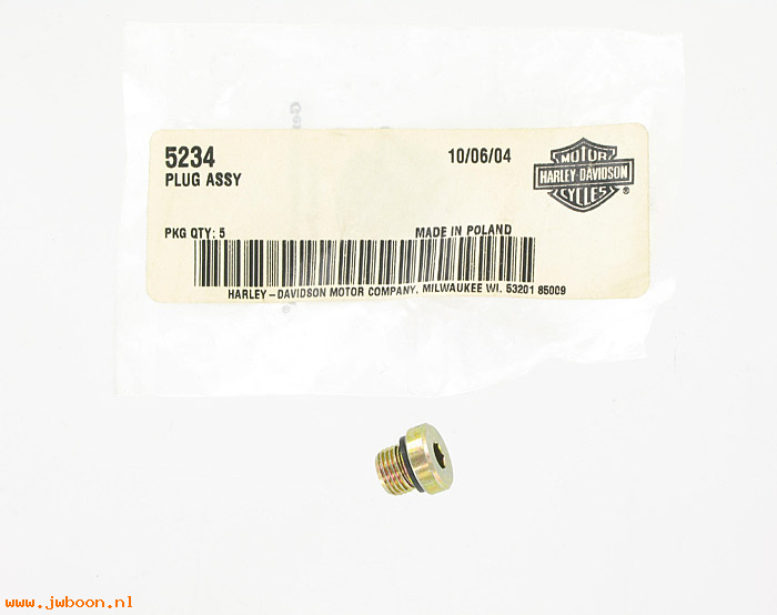       5234 (    5234): Plug with seal, coolant pipe - NOS - V-rod