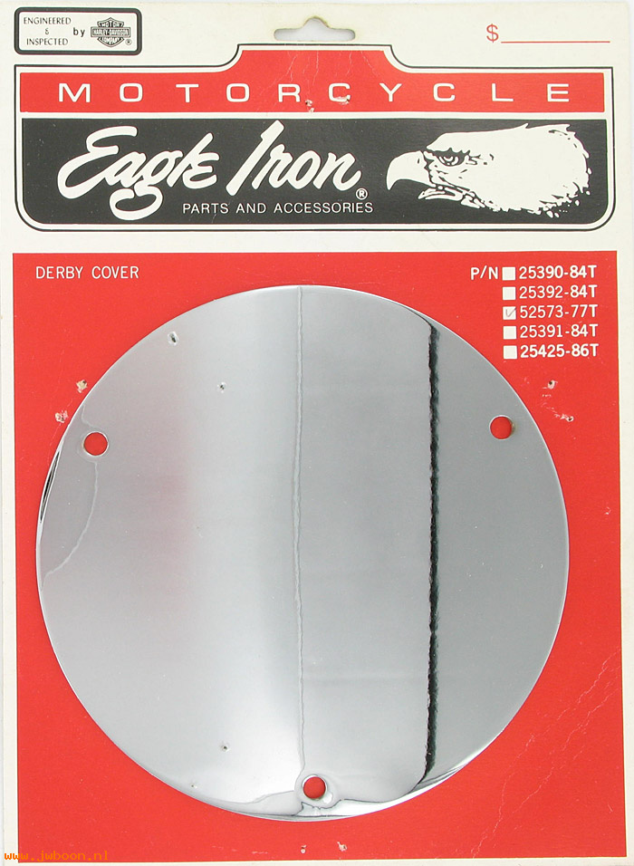  52573-77T (52573-77): Derby cover, chainguard, flat Eagle Iron NOS - Big Twins 70-99
