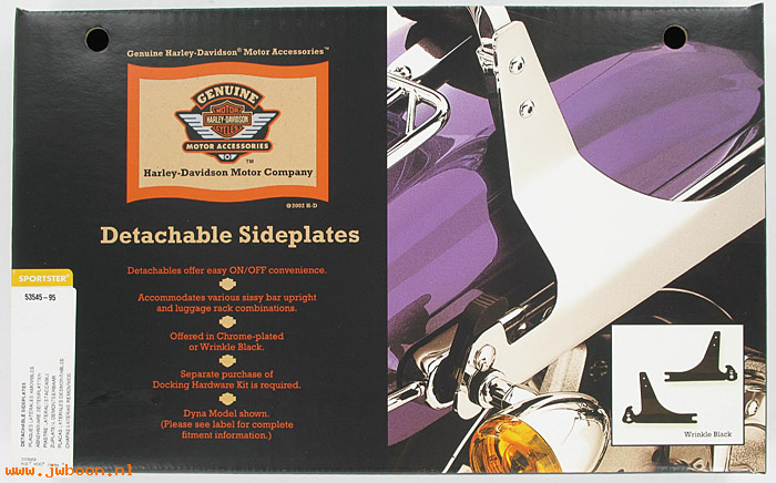   53545-95 (53545-95): Sissy bar detachable sideplates - NOS - Sportster XL '94-'03