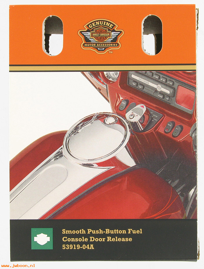   53919-04A (53919-04A): Push-button fuel tank console door release,smooth, NOS, FLHT,FLT