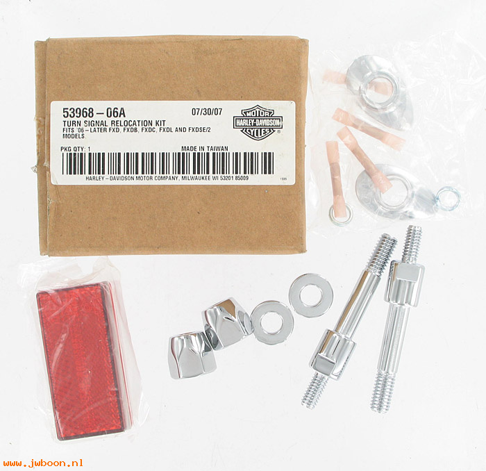   53968-06A (53968-06A): Turn signal relocation kit - NOS - FXD/B/C/L, FXDSE/2 '06-