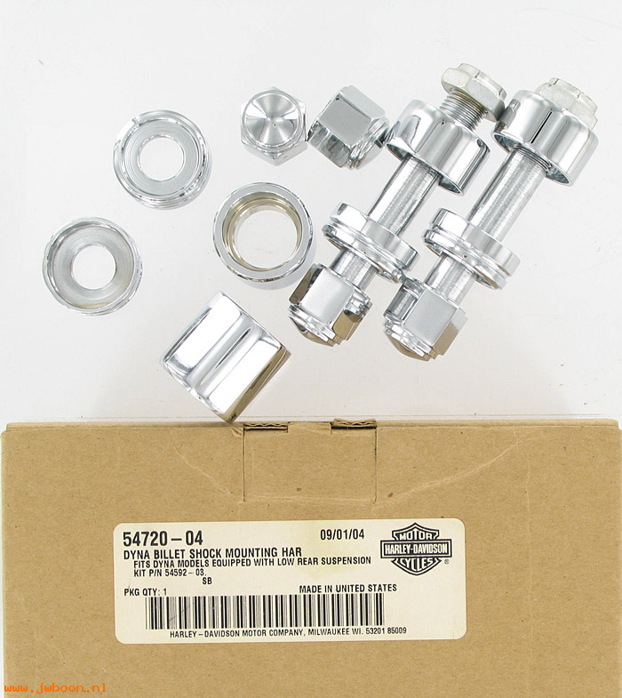   54720-04 (54720-04): Billet shock mounting hardware - Dyna low rear suspension - NOS