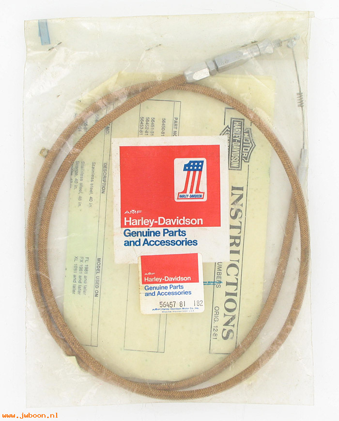   56457-81 (56457-81): Braided idle cable, 48" = 8" OS, pullback bars - NOS - XL '81-