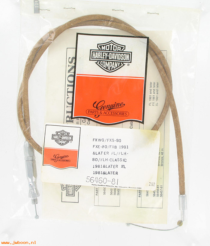   56460-81 (56460-81): Braided throttle cable,40" - NOS - XL,FXWG,FXS,FLH-80,Touring