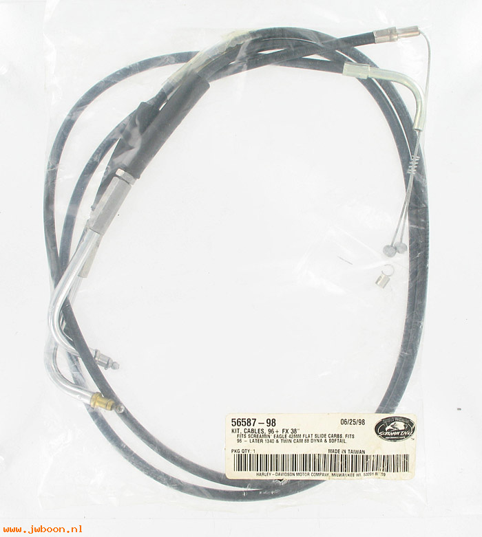   56587-98 (56587-98): Control cables, throttle & idle, 38"  NOS - FXD,Softail w.SE carb