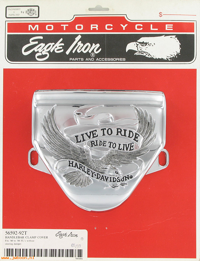   56592-92T (56592-92T): Cover, handlebar clamp    "Live to Ride" - NOS - FL '60-'84