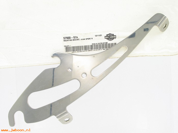   57968-97A (57968-97A): Mounting bracket, right -  41mm Sport windshield - NOS - FXDWG