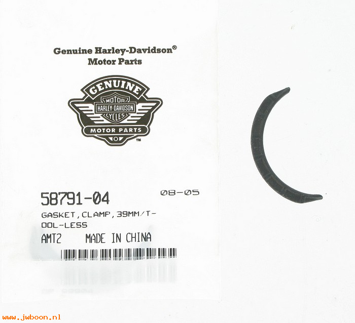   58791-04 (58791-04): Gasket, clamp - 39mm tool-less - NOS - Sportster XL, FXD, Dyna