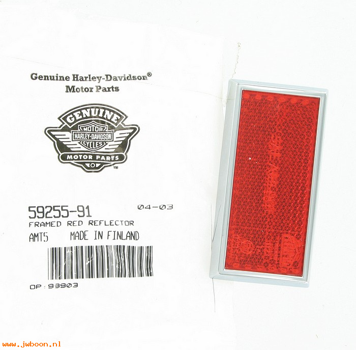   59255-91 (59255-91): Reflector, framed - red - NOS - Softail. Sidecar. Touring
