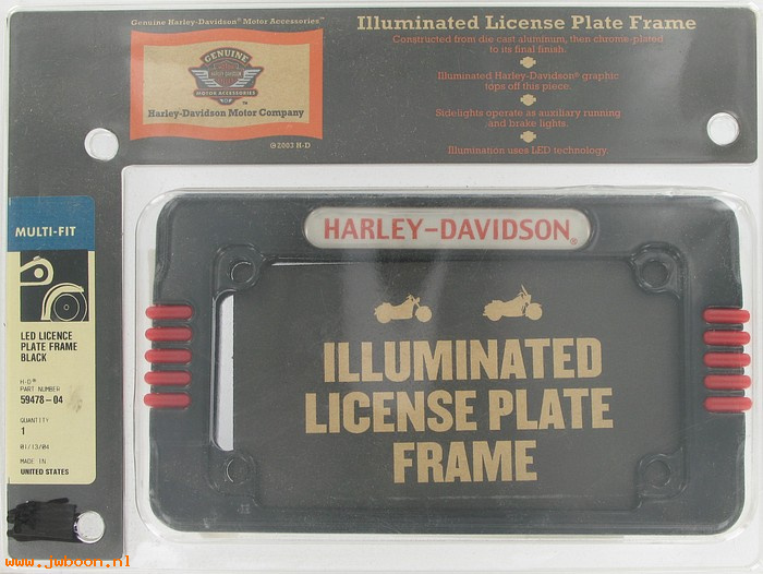   59478-04 (59478-04): LED lighted license plate frame - NOS - XL, FXD, Softail